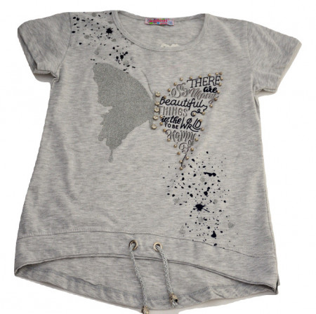 Tricou fete gri fluture