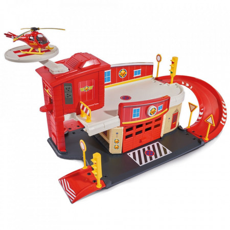 Pista de masini Dickie Toys Fireman Sam Fire Rescue Center cu elicopter si accesorii