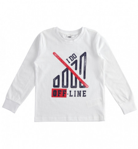 Bluza alba de baieti din bumbac IDO
