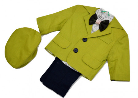 Costum botez, verde, 5 piese