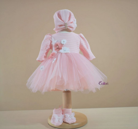 Rochiță Melisa cu floricele și tulle