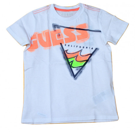 Tricou alb cu scris portocaliu, Guess