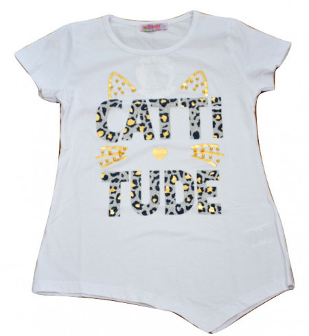Tricou asimertic cu pisica