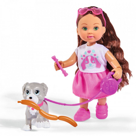 Papusa Simba Evi Love 12 cm Holiday Friend cu catelus si accesorii