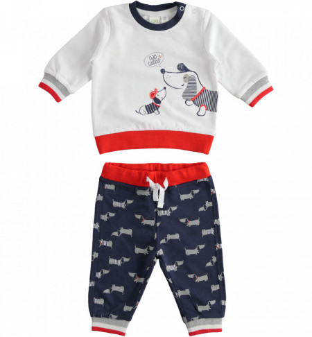 Costum bebe băiat din bumbac cu cățeluși, iDO