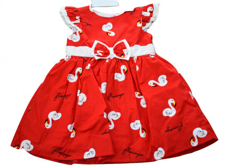 Rochie pe fond rosu cu lebede