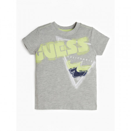 Tricou GUess gri cu scris verde
