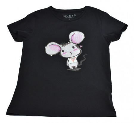 Tricou negru Guess cu soricel
