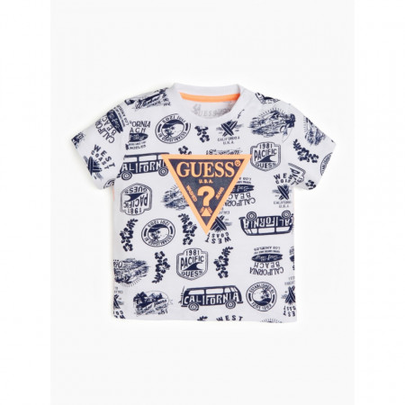 Tricou alb cu logo pe piept, Guess