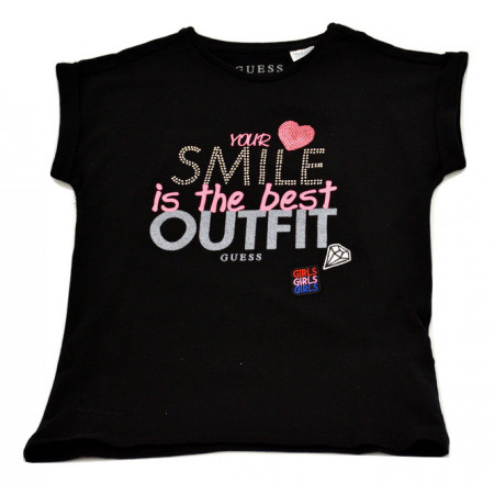 Tricou Guess, negru, smile