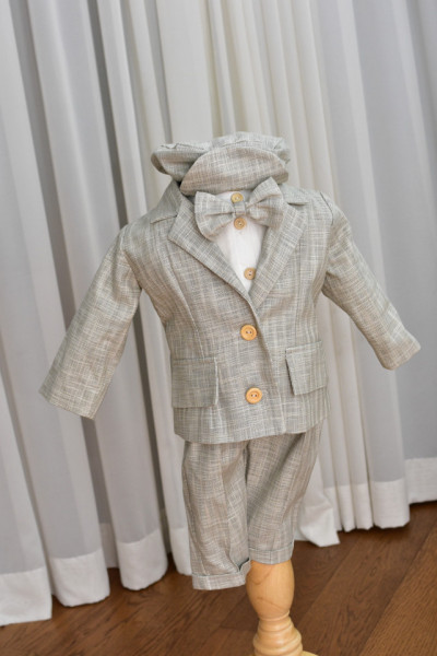 Costum de botez in 6 piese cu bady camasa