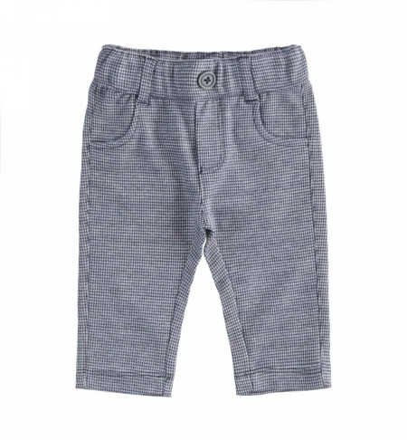 Pantalon băiat nou născut, alb cu bleumarin, IDO