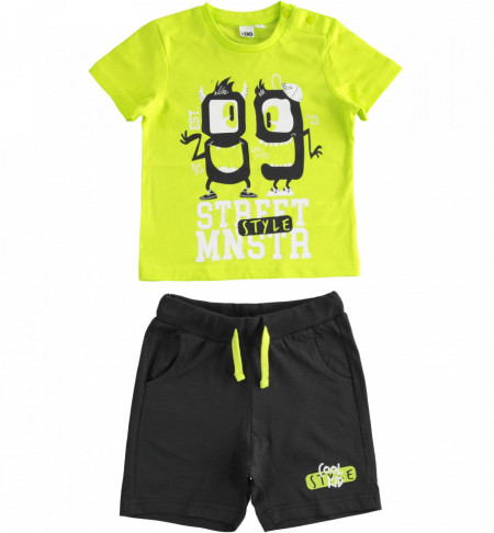 Set diverse culori cu tricou si pantalon scurt din bumbac IDO