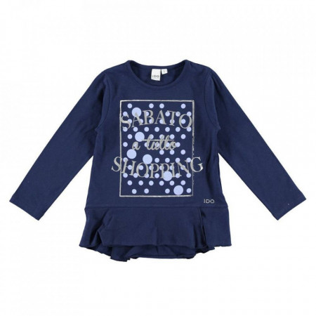 Bluza bleumarin de fete cu volanase din bumbac de fete