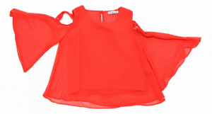Bluza rosie din tifon cu maneca evazata