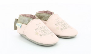 Botosi de piele pentru bebe, Robeez, auriu si roz