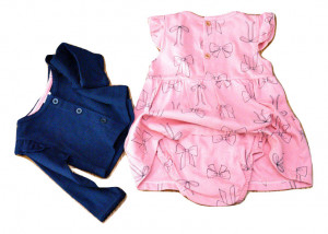 Costum fata, bumbac, rochita si bolero