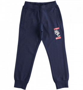 Pantalon din bumbac pentru sport, lung bleumarin, de băiat din bumbac, IDO