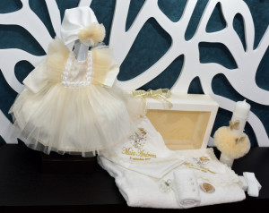 Rochie pentru botez Fluturaș cu trusou și lumânare