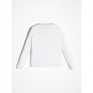Tricou cu mânecă lungă, alb și albastru cerneală, din bumbac, Guess