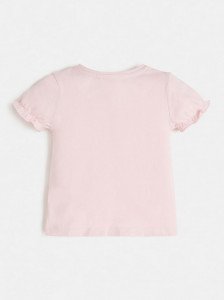 Tricou de fetite pe fond alb si roz cu inimioara Guess