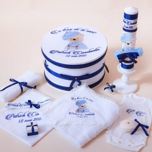 Trusou pentru botez cu cutie si lunamare tema ursulet
