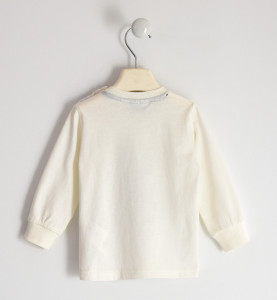 Bluza maneca lunga alba de baiat din bumbac IDO