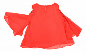 Bluza rosie din tifon cu maneca evazata