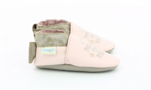 Botosi de piele pentru bebe, Robeez, auriu si roz