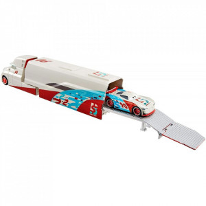 Camion Disney Cars by Mattel Ponchy Wipeout Hauler din metal cu masinuta