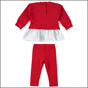 Costum rosu cu bluza si colant pentru fete IDO
