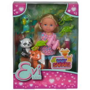 Papusa Simba Evi Love 12 cm Baby Safari cu figurine si accesorii