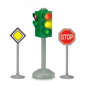 Set Dickie Toys Semafor City Light cu 2 semne rutiere