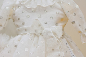 Set rochita cu bolero din blanita pentru botez
