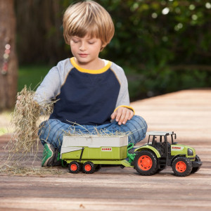 Tractor Dickie Toys Claas Ares cu remorca