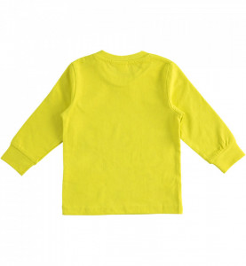 Tricou baieti alb si galben Ido din bumbac cu manseta