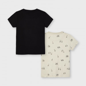 Tricou din bumbac negru si alb de baieti Mayoral