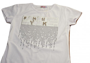 Tricou fete alb cu strasuri