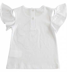 Tricou fete , IDO , alb , cu o margareta deosebita