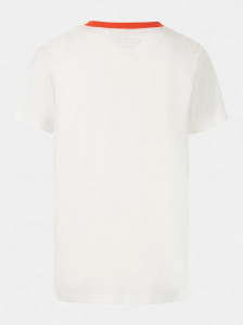 Tricou guess din bumbac pe alb si portocaliu de baieti