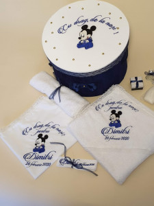 Trusou pentru botez cu cutie si lunamare tema Miki - Mini