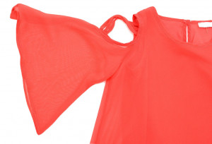 Bluza rosie din tifon cu maneca evazata