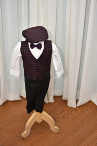 Costum de botez cu sacou în carouri, 6 piese