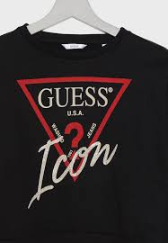 Hanorac Guess negru cu mansete, pana in talie