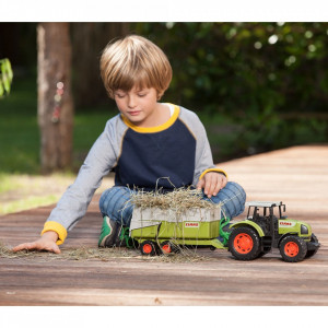 Tractor Dickie Toys Claas Ares cu remorca
