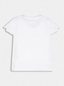 Tricou de fetite pe fond alb si roz cu inimioara Guess