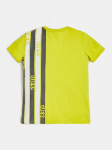 Tricou guess din bumbac pe alb cu dungi verzi de baieti
