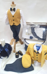 Trusou de botez pentru bebe baiat galben