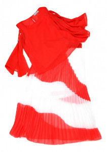 Bluza rosie din tifon cu maneca evazata