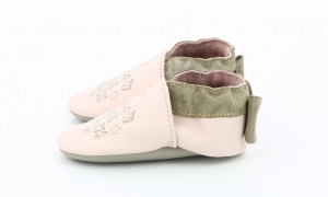 Botosi de piele pentru bebe, Robeez, auriu si roz